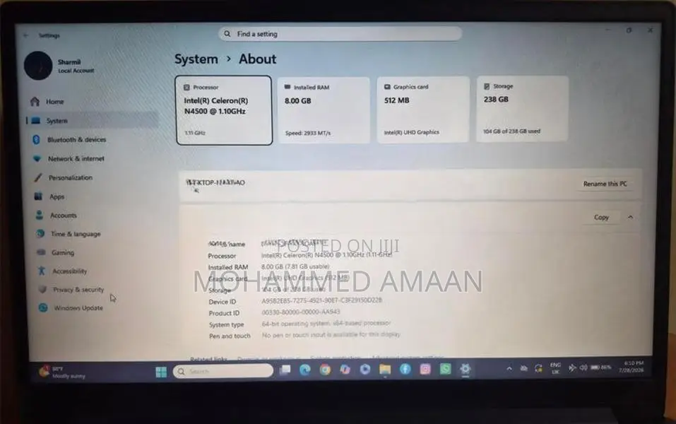 Lenovo Ideapad 1 Laptop