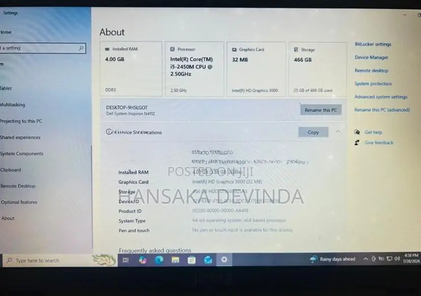 Dell Inspiron Intel Core i5 2nd Gen