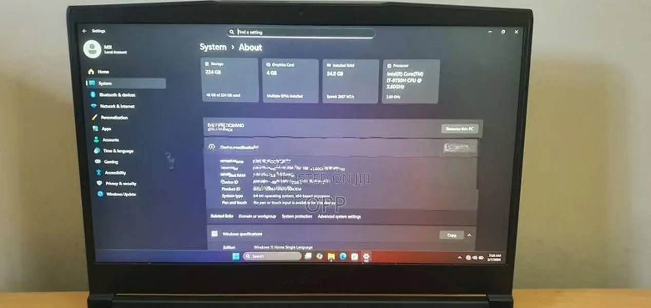 MSI GF63 Thin 9RCX Core i7-9750H 24GB RAM GTX 1650 4GB 256GB