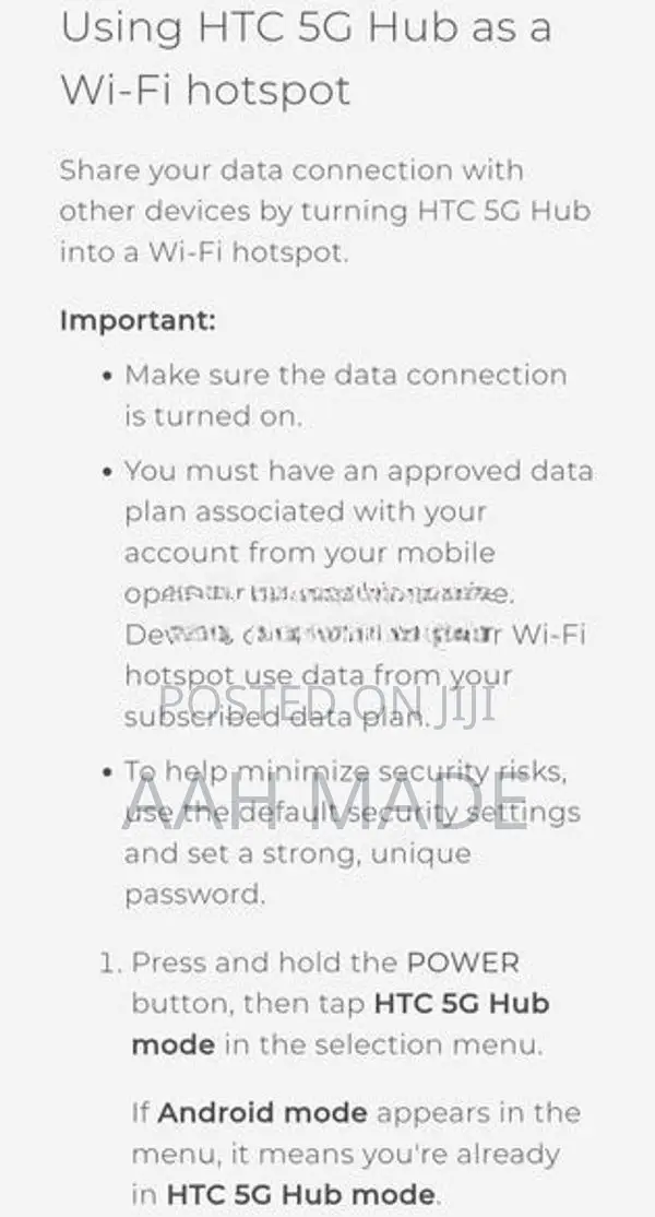 HTC 5G Hub Router with Access Point