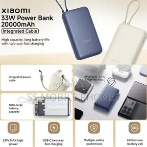 MI 33W Power Bank 20000mAh (Integrated Cable)