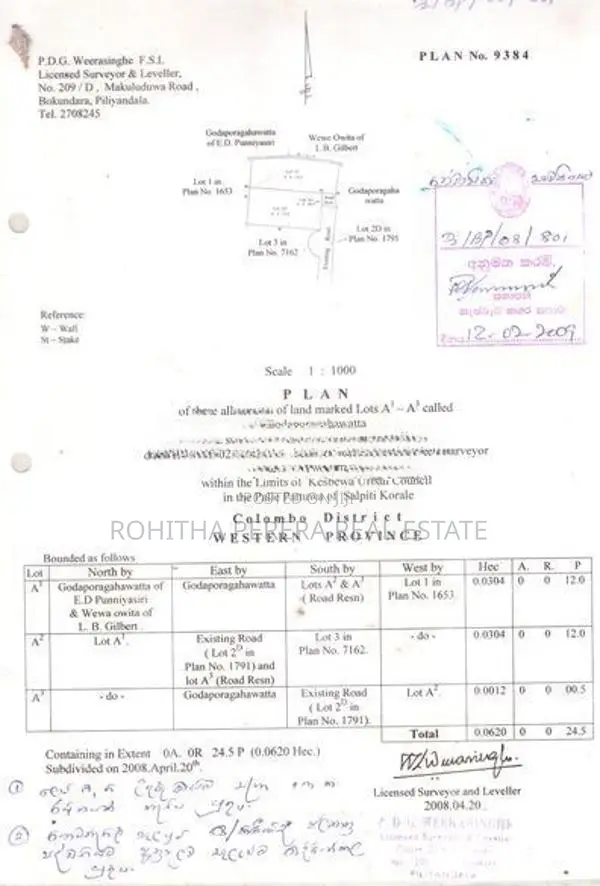 12 P X 2 Blocks Solid Flat Land at Mawittara for Sale