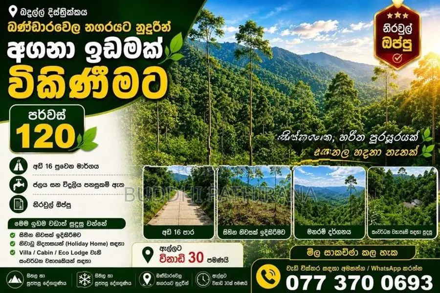 120 Perch Valuable Land for Sale Near Bandarawela Town