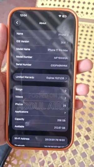 Apple iPhone 17 Pro Max (Used)