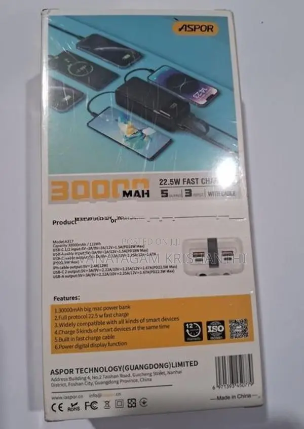 Aspor Brand New Power Bank 30000MAH