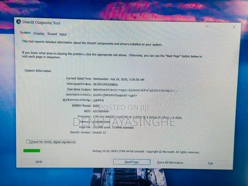 Lenovo Ideapad Intel Core I5 11TH GEN 8GB RAM 128GB SSD Laptop