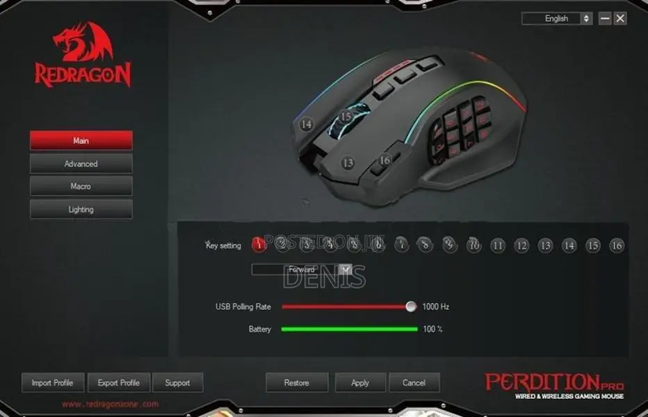 Redragon M901-KS Perdition RGB Wireless Gaming Mouse