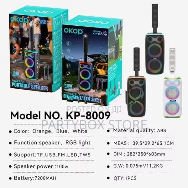 Okop KP-8009 Outdoor Party Speakers with Dual Mic (100W)