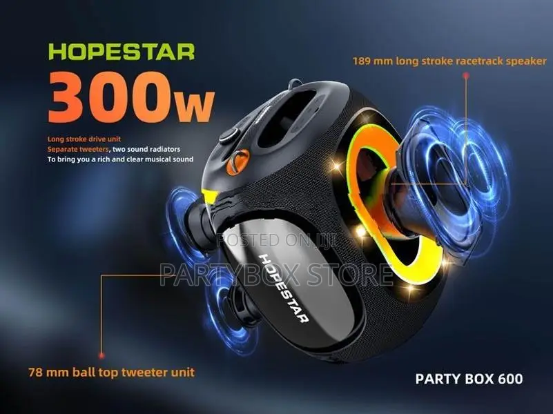 Hopestar Partybox 600 High Power Outdoor Speakers with Dual Mic (300W)