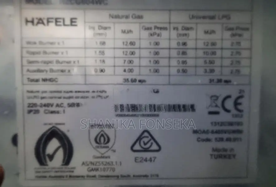 HAFELE Four burner cook top 60 cm