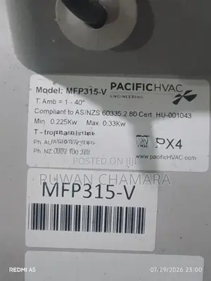Pacific HVAC Ventilation Fan Unit