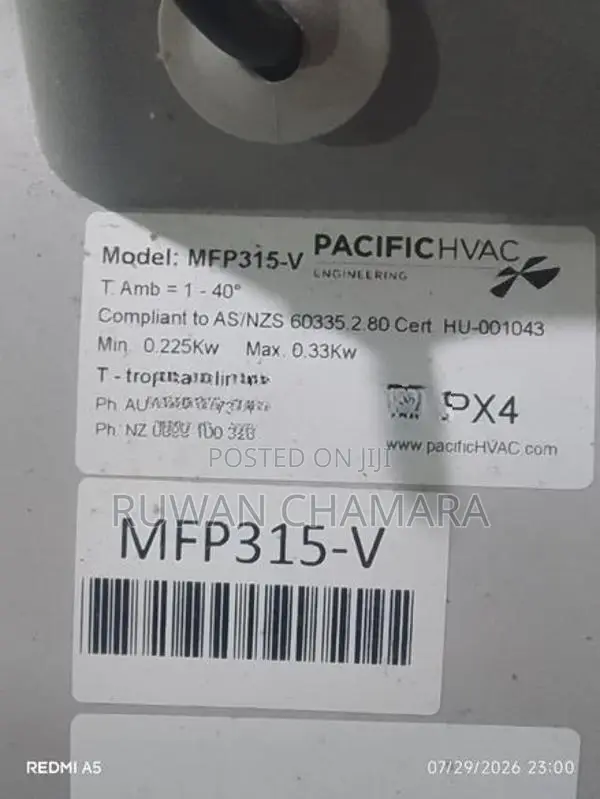 Pacific HVAC Ventilation Fan Unit