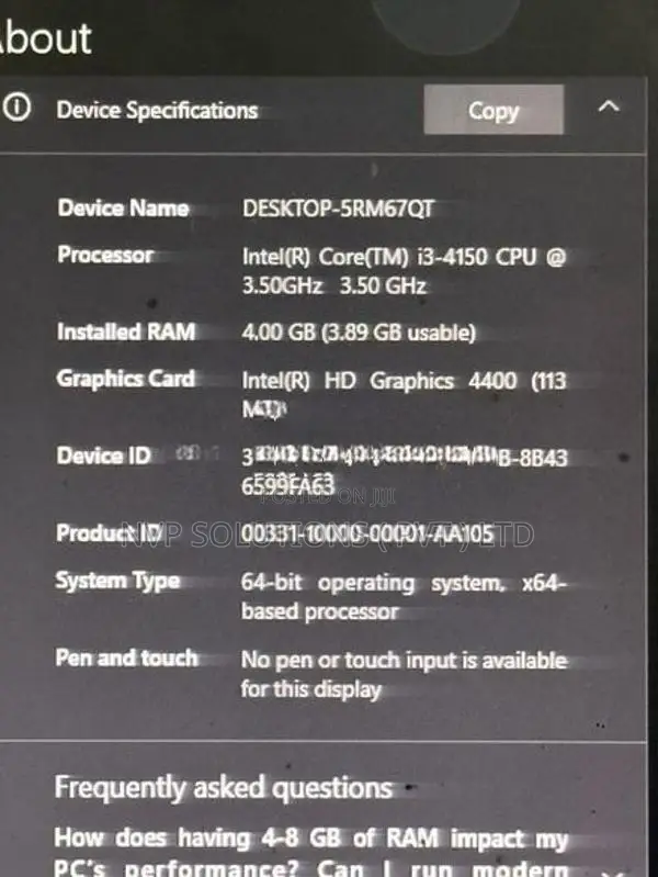 i3 4th Gen 3.50GHz Hp Branded Computer
