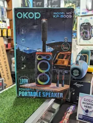 2026 New OKOP KP-8009 Outdoor Bass Speakers with Dual Mic (100)