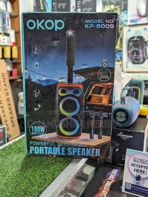2026 New OKOP KP-8009 Outdoor Bass Speakers with Dual Mic (100)