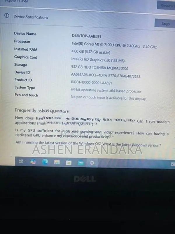 Dell i3 7th gen