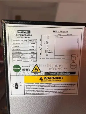 Innovex 180L Double Door Refrigerator