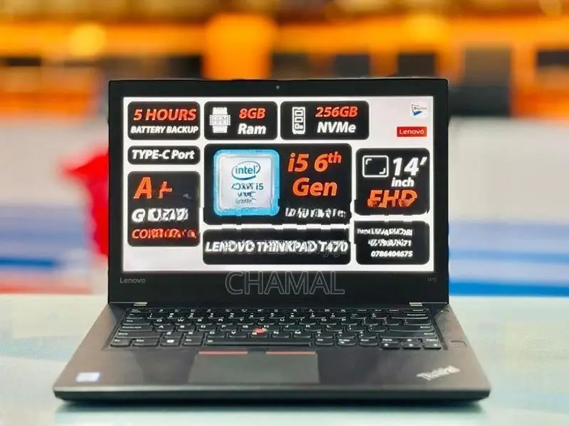Lenovo ThinkPad T470 Core i5-6th Gen 8GB RAM 256GB Nvme SSD Laptop
