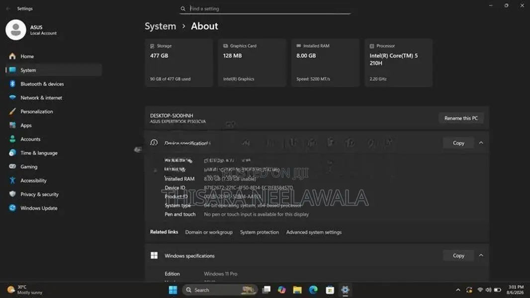 Asus ExpertBook P1503CVA – Core 5