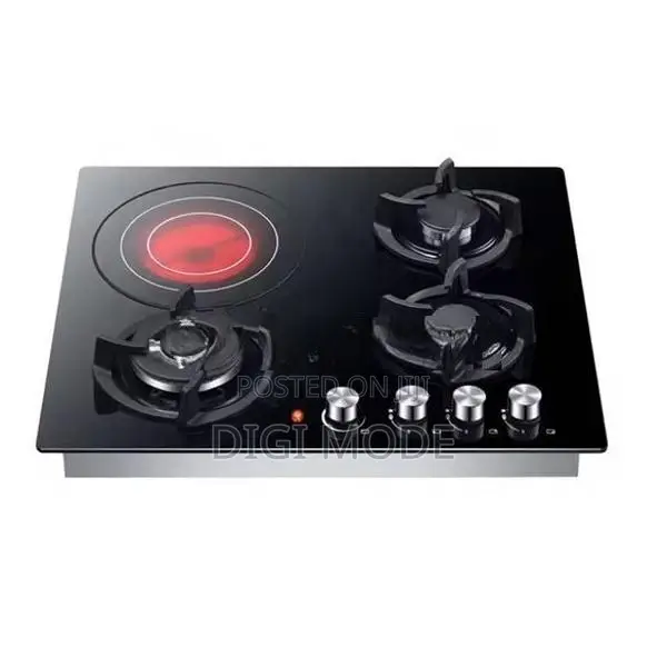 Euro (Turkey) 3 Gas Burner 1 Electric Cooker Hob Glass Square