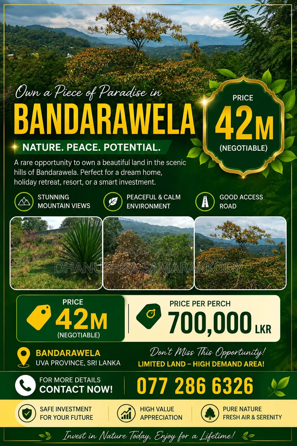 Prime Land for Sale in Bandarawela – Ideal for Investment Tourism