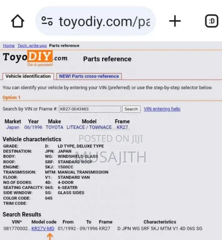 Toyota Townace Lotto 1996 Van (Used)