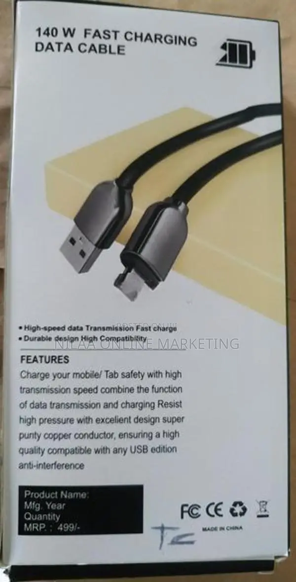 140W USB to Type-C Fast Charging Data Cable