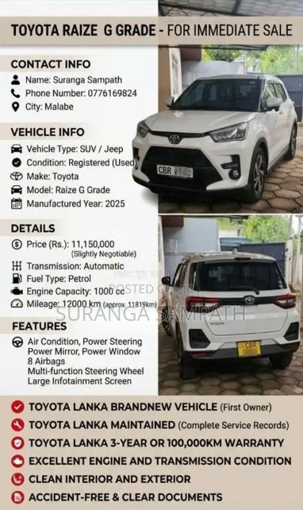 Toyota Raize 2025 SUV (Used)