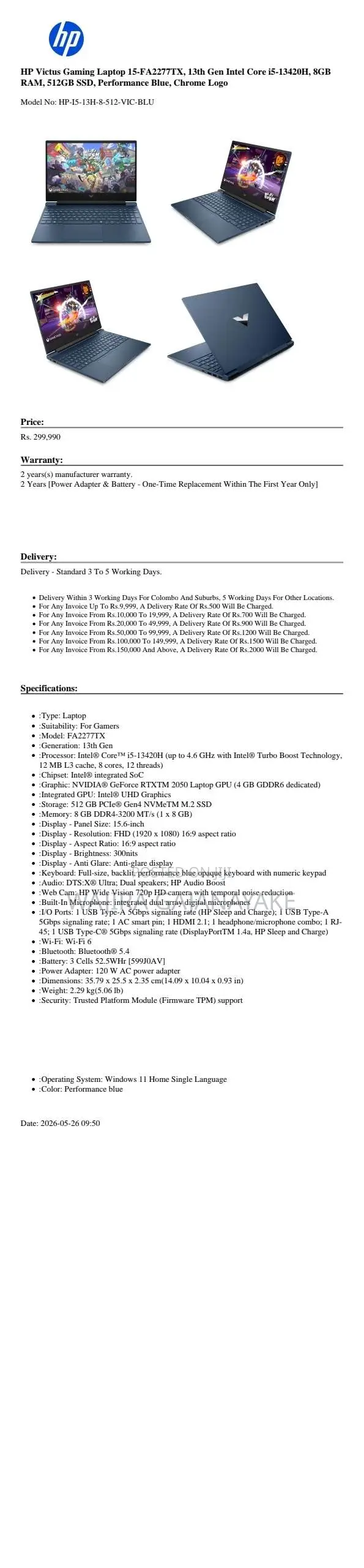 New Laptop HP Victus 15 8GB Intel Core i5 eMMC 512GB