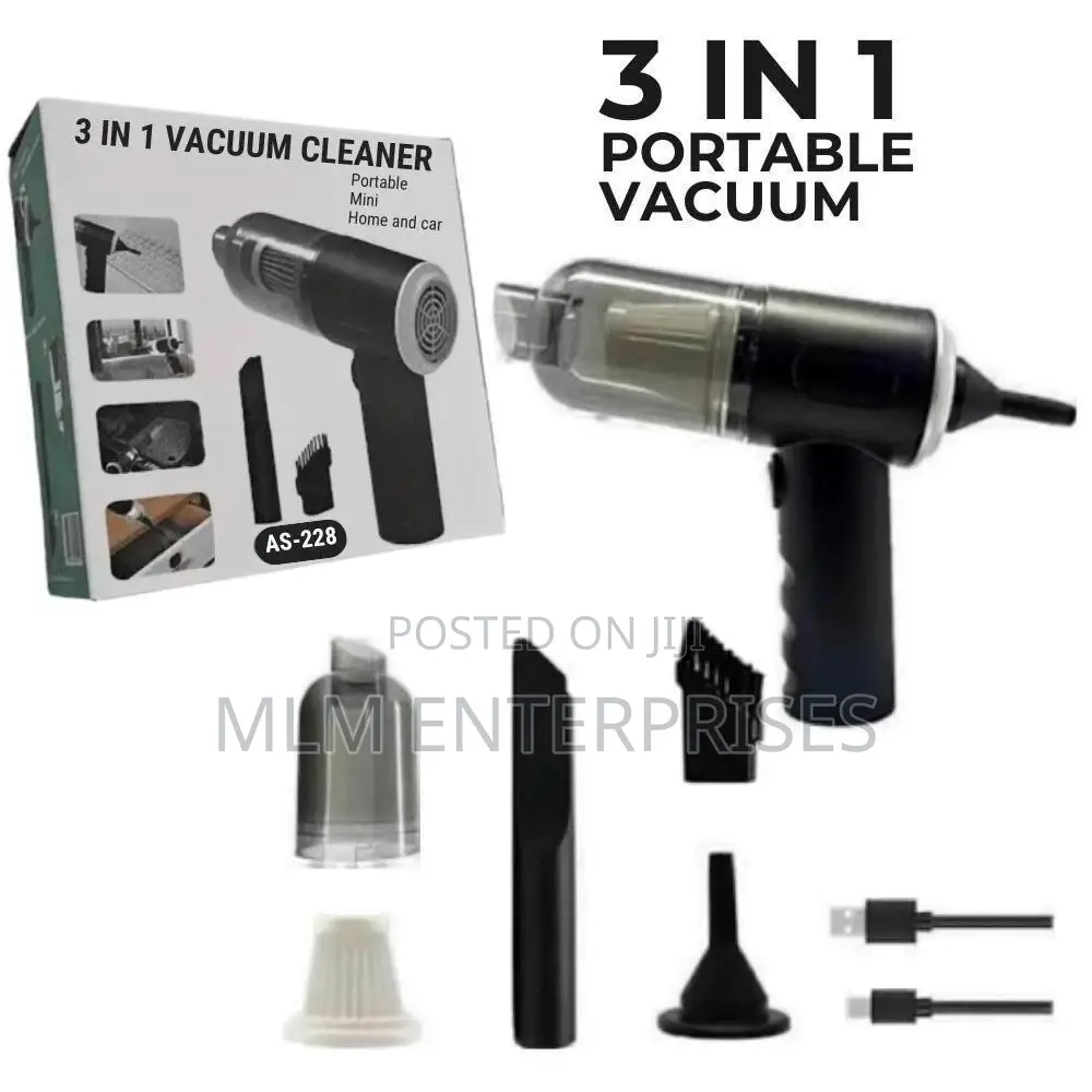 Portable 3-in-1 Car Vacuum Cleaner | Rechargeable Vacuum Blower