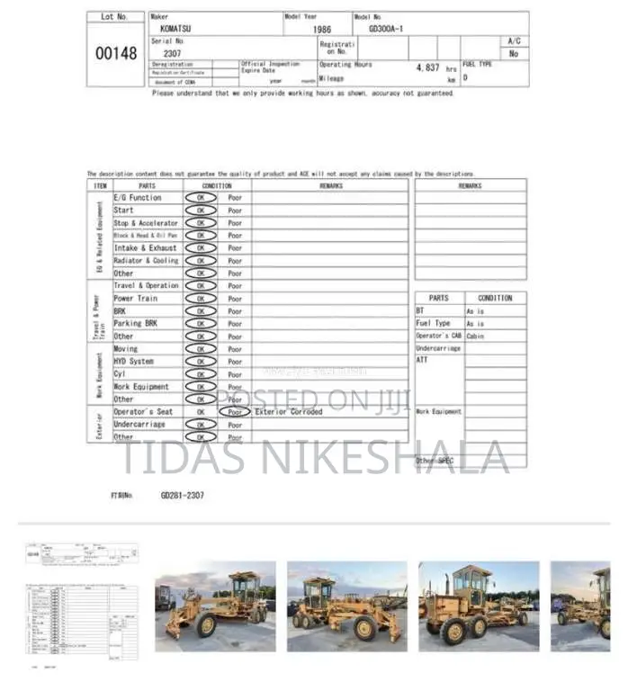 Komatsu GD300A 1986 Heavy-Duty Unregistered (Recondition)